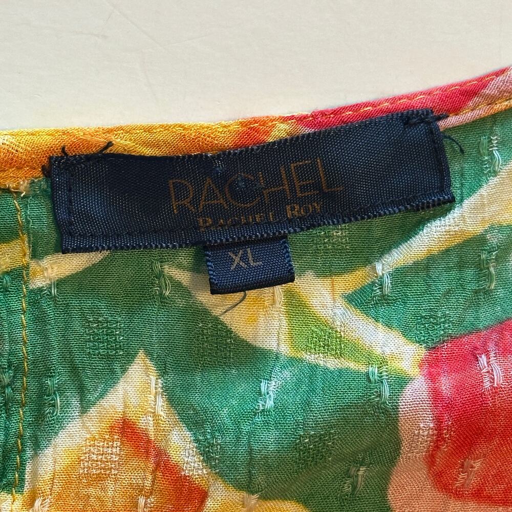 Rachel Rachel Roy Colorful Tropical Top Womens XL Tiered Flutter Sleeve Resort - Picture 6 of 9